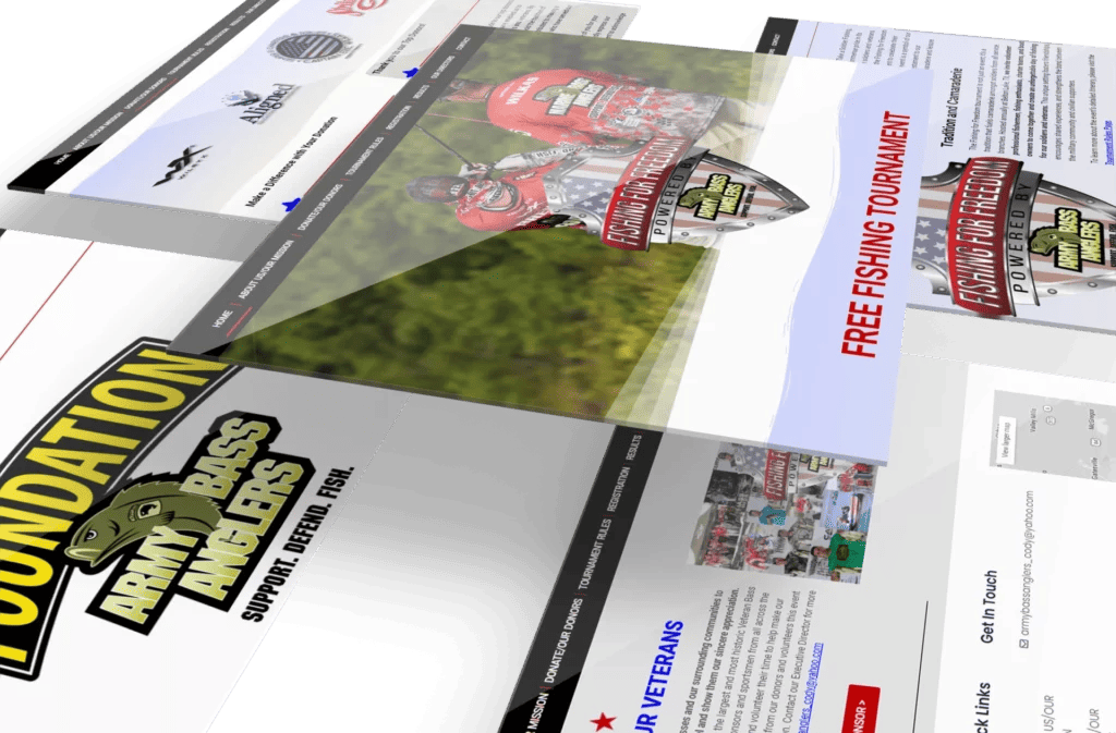 Fishing Website Design Screen Mockups